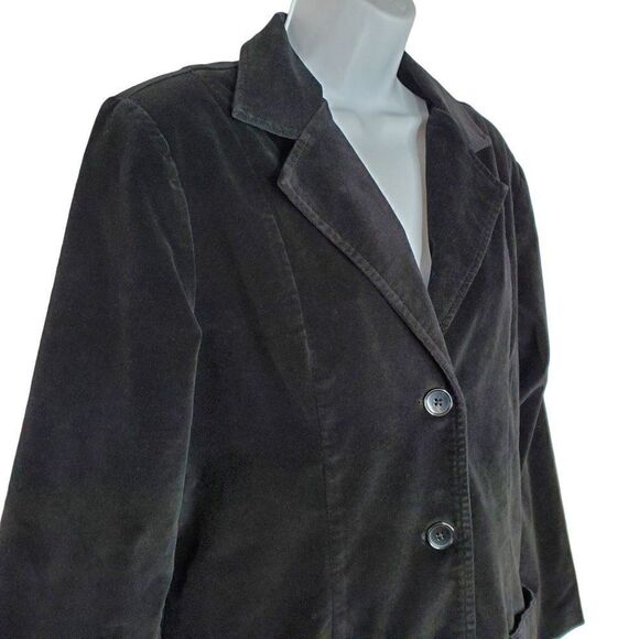 Vtg Denim & Co Velveteen Single Breasted Blazer Jacket Sz S Black - Picture 2 of 4